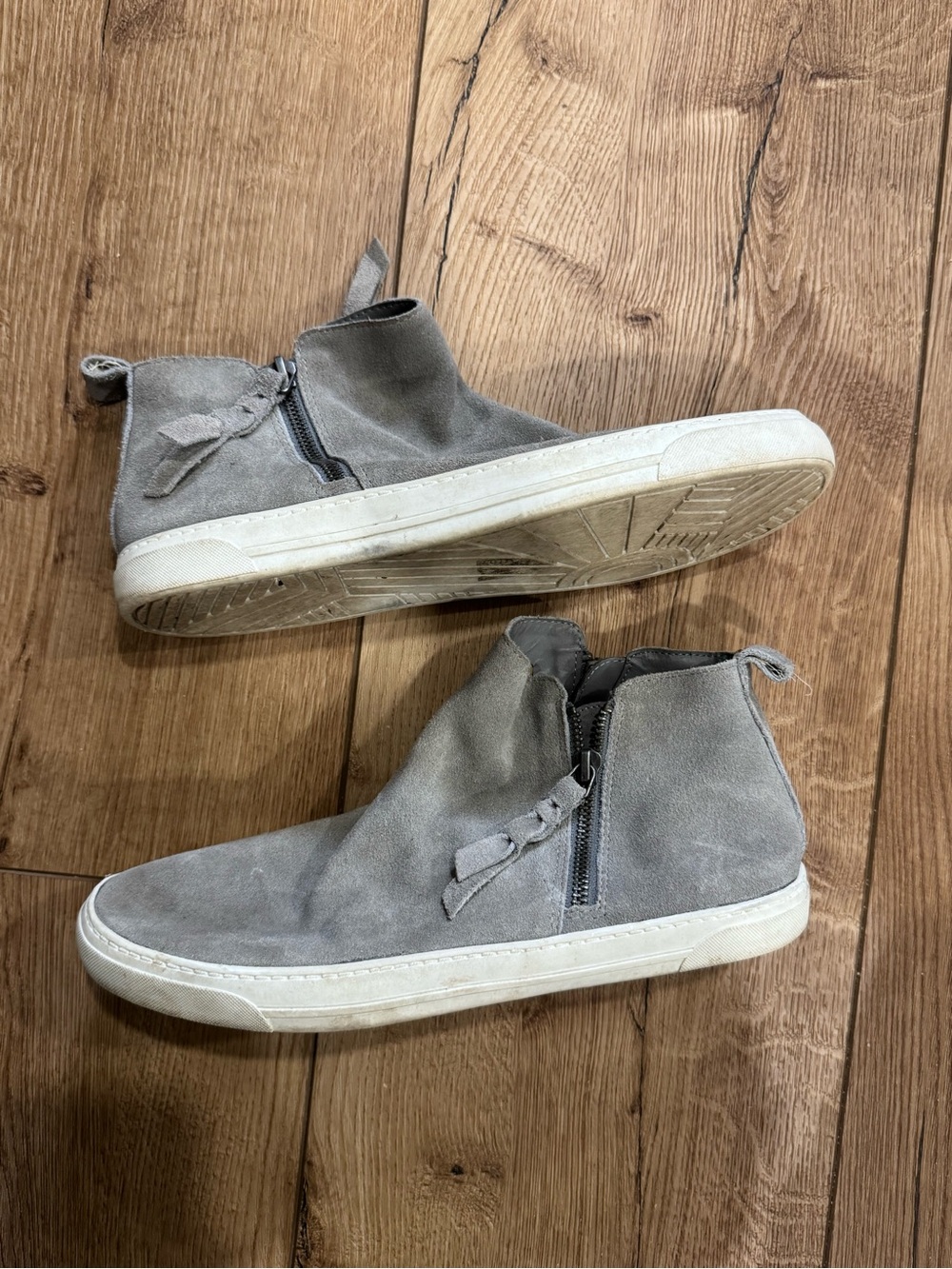 suede high top zip sneakers